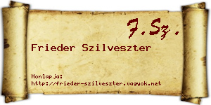 Frieder Szilveszter névjegykártya