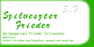 szilveszter frieder business card